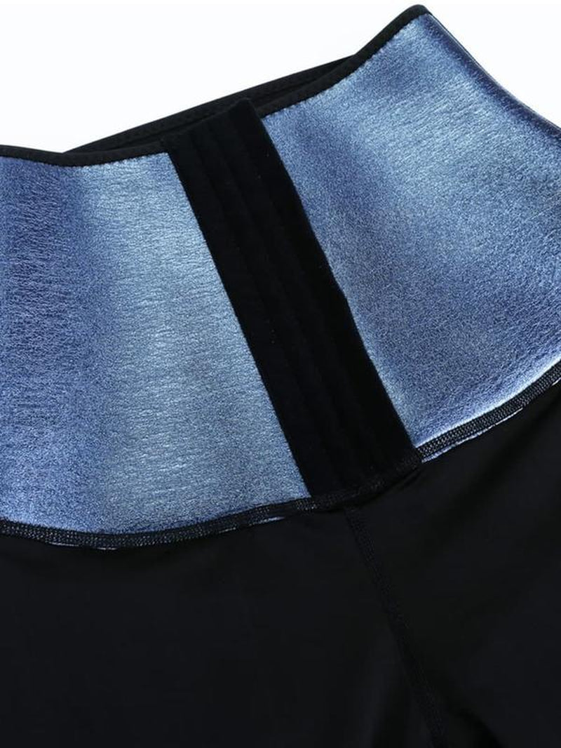 Blue Neoprene Sauna Tummy Control Leggings