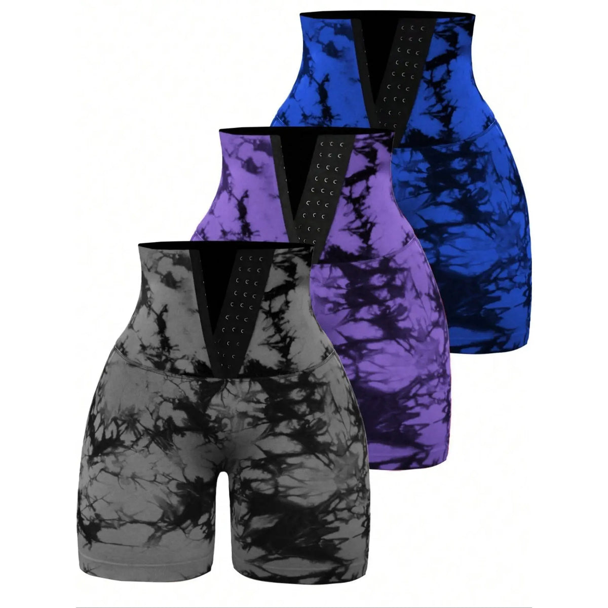 Tie-Dyed Wide-Waist Slim Fit Fitness Shorts