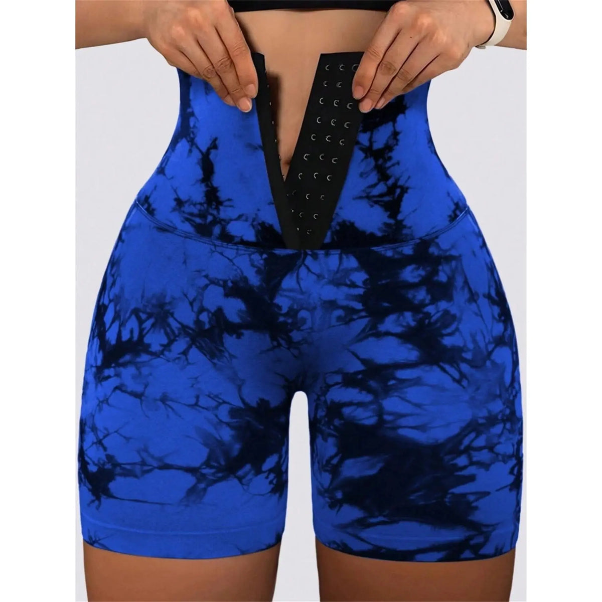 Tie-Dyed Wide-Waist Slim Fit Fitness Shorts