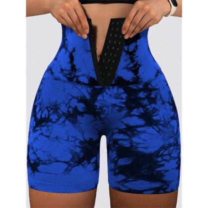Tie-Dyed Wide-Waist Slim Fit Fitness Shorts