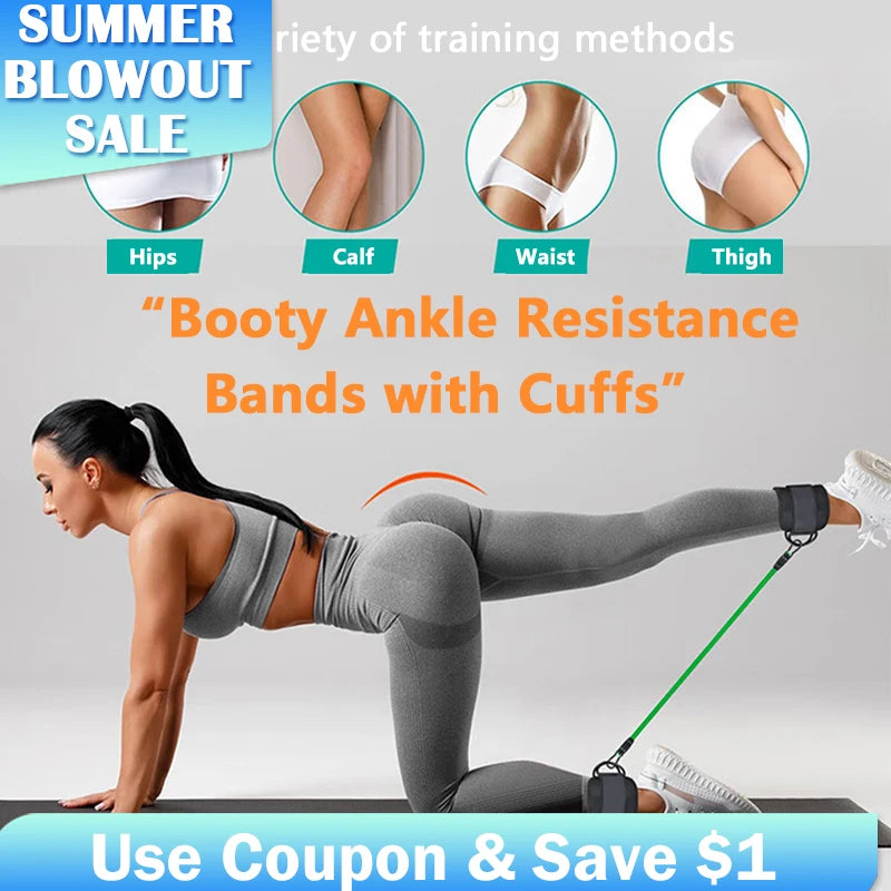 Elevate Your Workout with Adjustable TPE Resistance Bands Ankle Straps for Glute and Leg Training - Perfect for Home Gym and Yoga!