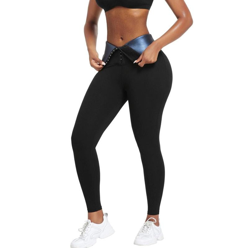 Blue Neoprene Sauna Tummy Control Leggings