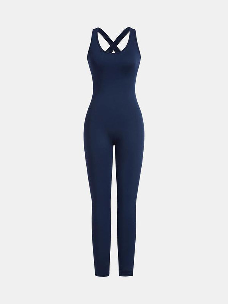 Zip up Crop Top & Cut Out Overalls Jumpsuit Two-Piece Set