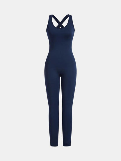 Zip up Crop Top & Cut Out Overalls Jumpsuit Two-Piece Set