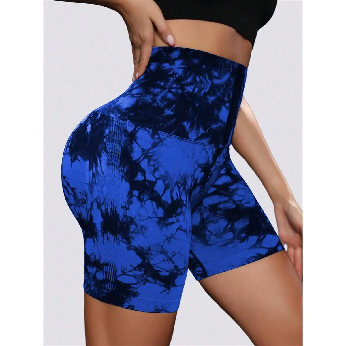 Tie-Dyed Wide-Waist Slim Fit Fitness Shorts