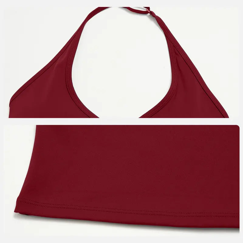 Elevate Your Workout with the MFVIM Women's Two-Piece Yoga Set - Stylish Crossover V Neck Halter Crop Top & High-Waisted Leggings in Soft Nude Feel