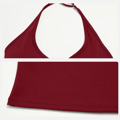 Elevate Your Workout with the MFVIM Women's Two-Piece Yoga Set - Stylish Crossover V Neck Halter Crop Top & High-Waisted Leggings in Soft Nude Feel