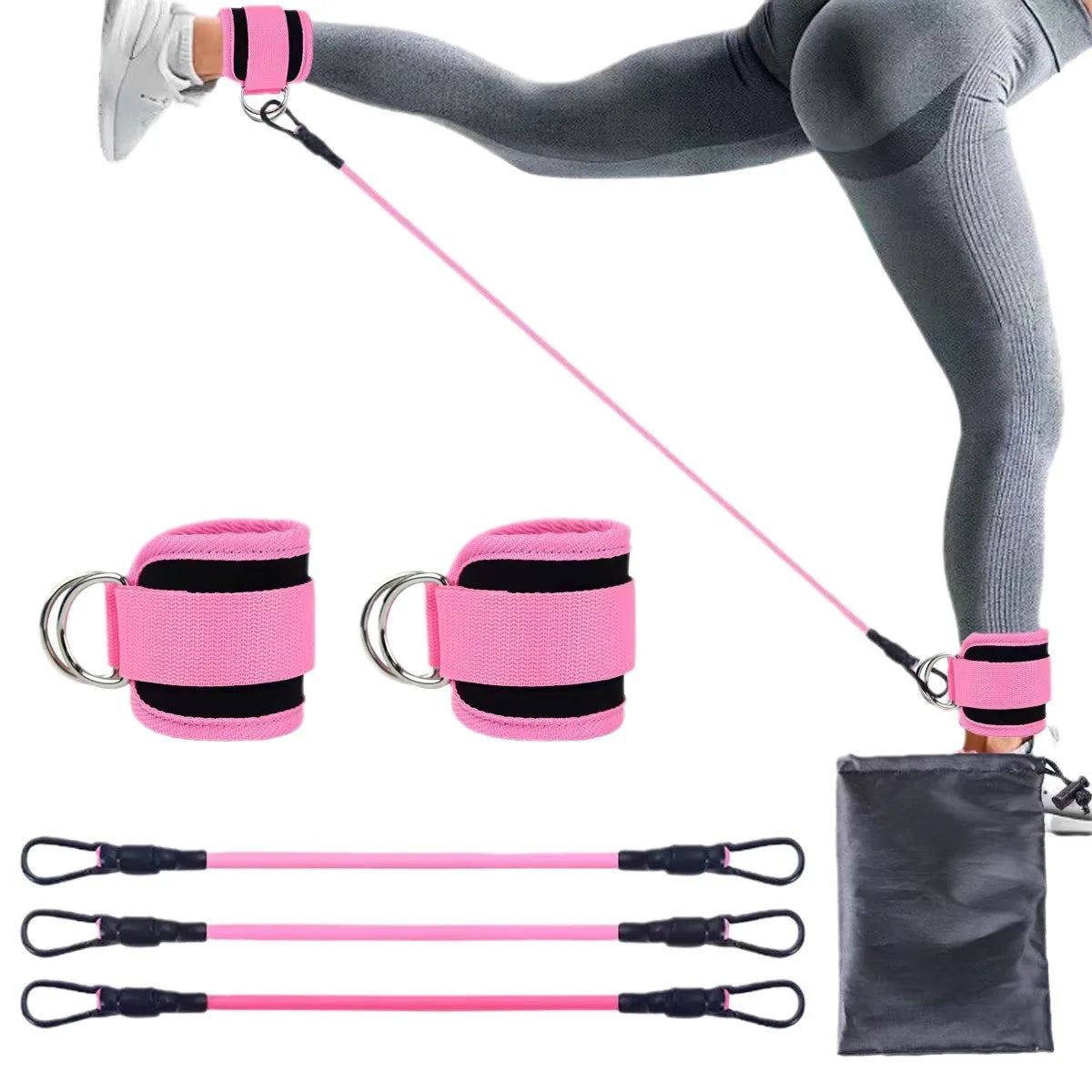 Elevate Your Workout with Adjustable TPE Resistance Bands Ankle Straps for Glute and Leg Training - Perfect for Home Gym and Yoga!