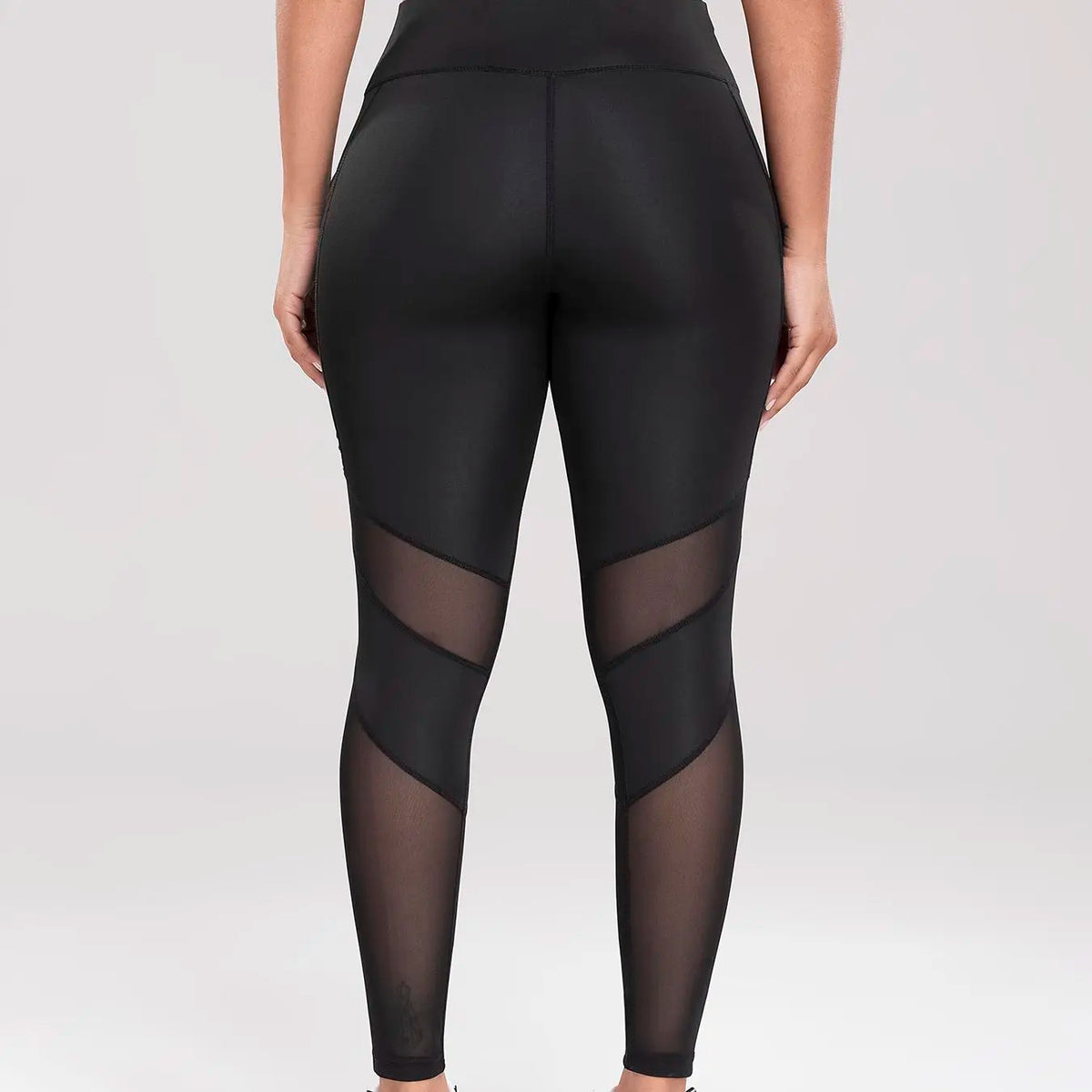 Solid Contrast Mesh Pocket Fitness Leggings